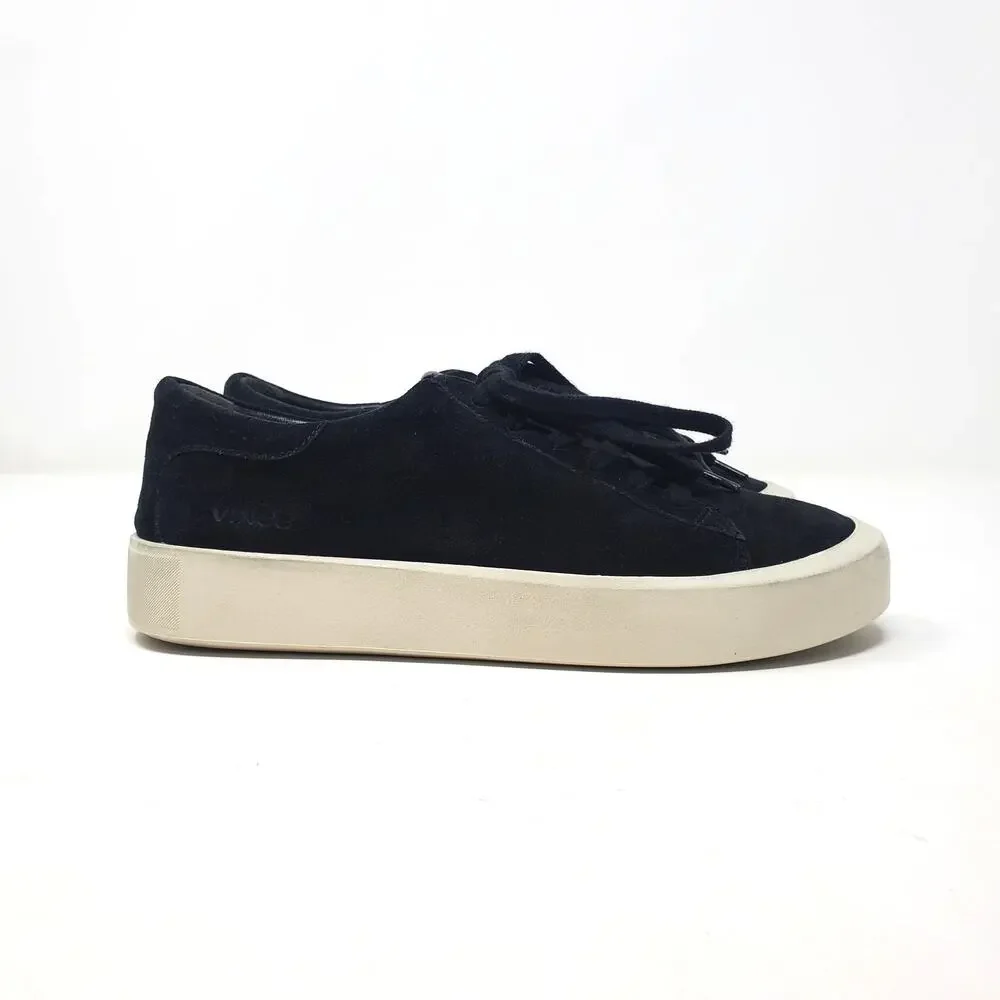 Vince Gabi Lace Up Sneakers Fashion Shoes Black Suede Leather Casual Size US 6.5